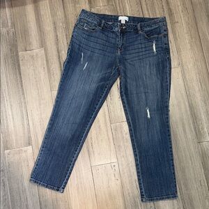 Size 12P Liz Claiborne Distressed Boyfriend Blue Jeans